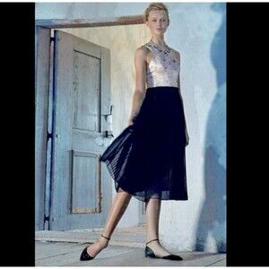 Anthropologie Black and Cream Midi Dress